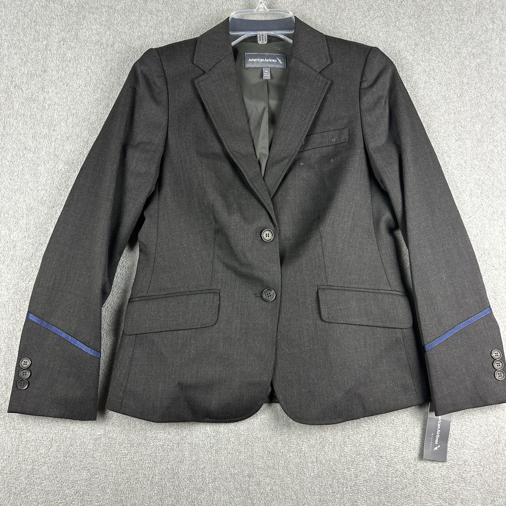 American Airlines By Twin Hill Blazer Womens 2P Gray Charcoal Uniform Jacket NWT